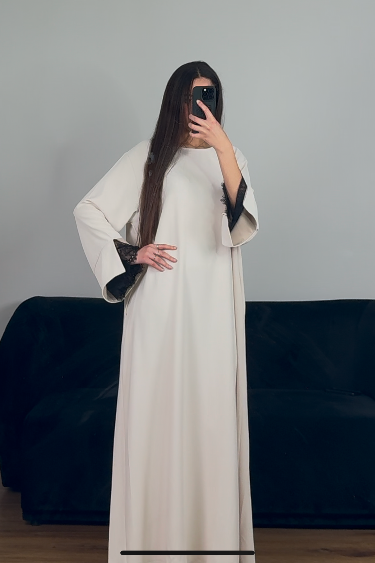 Abbaya manches dentelle beige